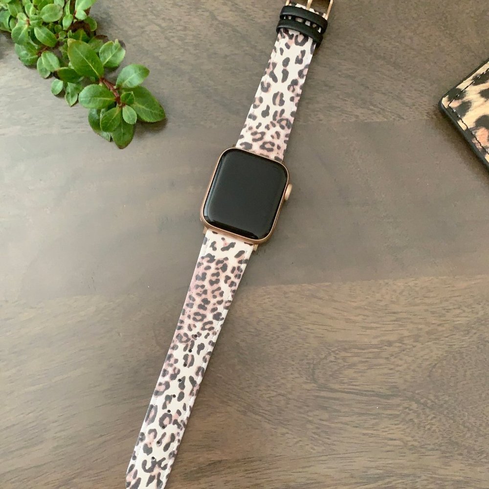 Leopard Print Leather Apple Watch Band, 38/40 mm